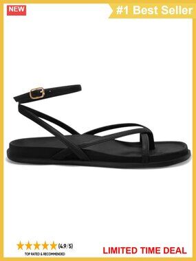 Coutgo Strappy Flat Sandals with Ankle Strap Round Toe Thong Design Breathable